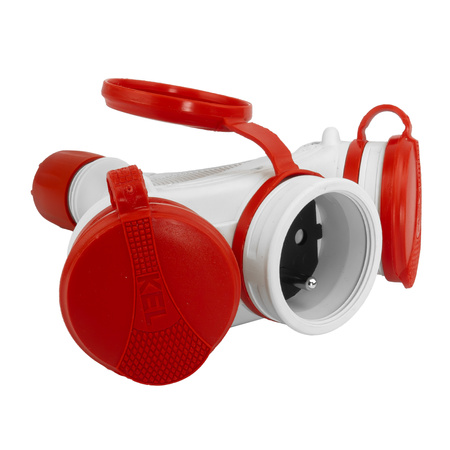 Dreifach Steckdose Kupplung 3x2P+Z 16A 250V IP54 hermetisch Steckverbinder 3680W W-01155