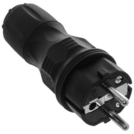 Zerlegbarer gerader Stecker WT-54 IP54 2P+E 16A 250V Uni-Schuko schwarz W-97446