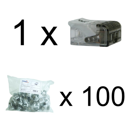 Dosenklemme 3x0,2-4mm2 Verbindungsklemme 450V 32A transparent Bemko 1 Stück 50 Stück E03-P053-100