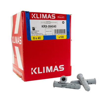 Dübel 8x40mm Set mit Schrauben Schraubenset 4x40mm 100 Stück Rahmendübel Schlagdübel Universaldübel Klimas KRX-084040