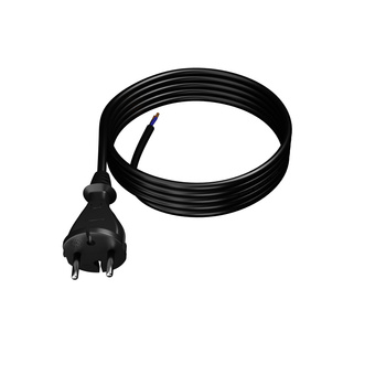 Anschlusskabel 4m mit geradem Stecker TYP E 230V 16A 2×1,5 mm² H07BQ-F PP-21 Schwarz W-98580