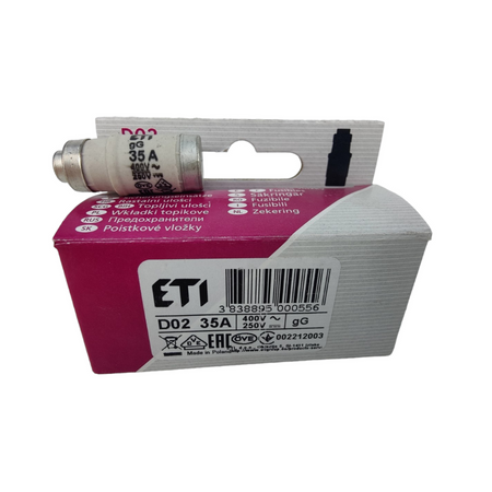 1 Stück Sicherungseinsatz Schmelzsicherung ETI Porzellan Sicherung D02 35A/400V 002212003