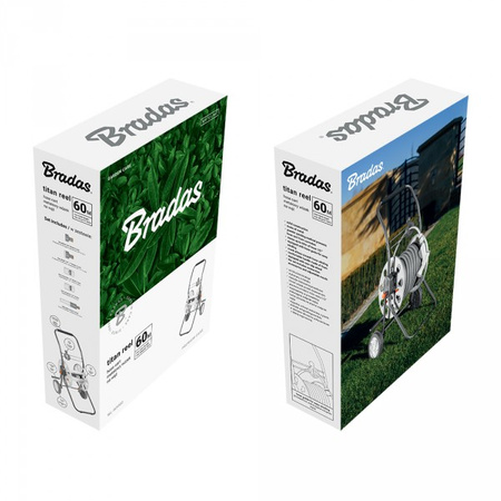 Bradas Schlauchwagen WHITE LINE für 1/2" 60m Schlauch mit Sprühset TITAN REEL WL-W5000