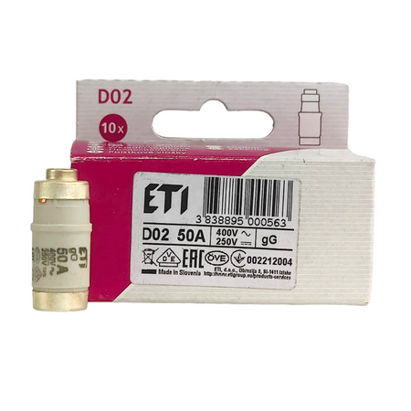 Sicherungseinsatz Schmelzsicherung D02 Sicherung 50A E18 gG 002212004