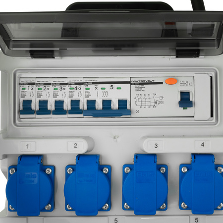 Stromverteiler FI-Schutzschalter Baustromverteiler TR-S/FI 4x230V 3x400V 1x32A/2x16A Doktorvolt DV-7266-D