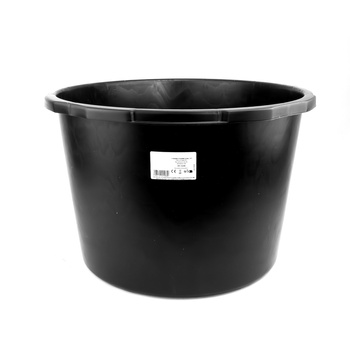 Mörtelkübel 45L Mörtelwanne Baueimer Mörtelkasten pflanzkübel Mörteleimer Kübel für Mörtel Beton Kleber widerstandsfähig aus PP/PE-Regranulat Zementkübel rund schwarz DV-5640