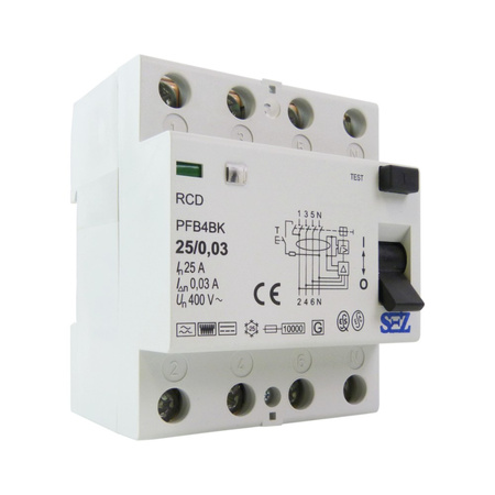 SEZ Fi-Schalter 25A 30mA 4P 10kA TYP B RCD FI-Schutzschalter PFI4BK25-030