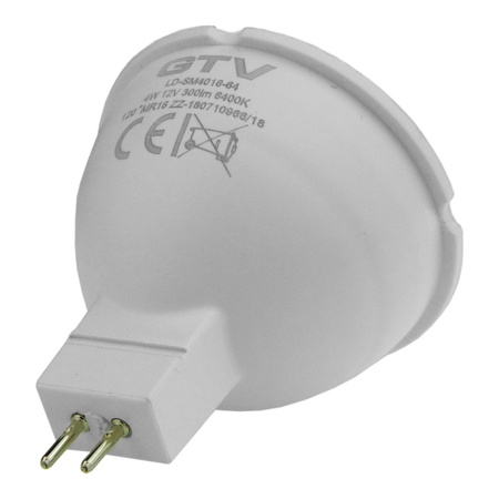 Leuchtmittel LED 4W MR16 300lm weiss kalt 6400K GTV LD-SM4016-64