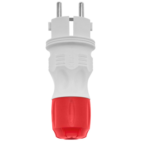 Zerlegbarer gerader Stecker WT-54 IP54 2P+E 16A 250V Uni-Schuko grau-rot W-98000