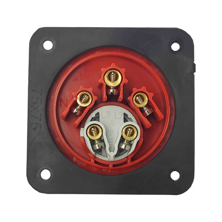 CEE Einbaustecker mit Phasenwender gerade 5P 16A 400V IP44 75x75 3105-354-1600