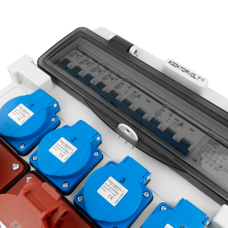 Baustromverteiler 3x16A 2x32A CEE 4x230V Stromverteiler mit Handgriff und Anbaustecker Doktorvolt TR-S/FI DV-5053-D