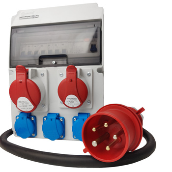 Baustromverteiler JUN-S/FI 1x 32A 1x 16A 3x230V mit Kabel IP44 DOKTORVOLT® DV-0287-F