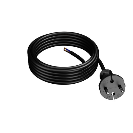 Anschlusskabel 5m mit geradem Stecker TYP E 230V 16A 2×1,5 mm² H05RR-F PP-21 Schwarz W-97196