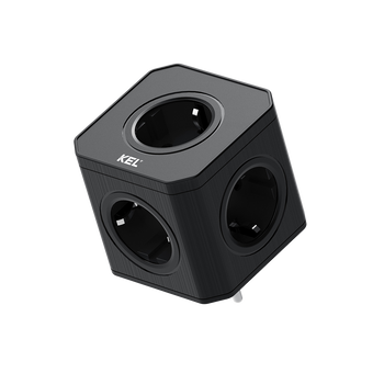 Kompakte Steckdosenadapter mit 5x 230V Schuko Steckdosen Schwarz W-00357