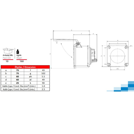 CEE Einbausteckdose gerade 400V 16A 4P 75x75 mm 3122-322-1675