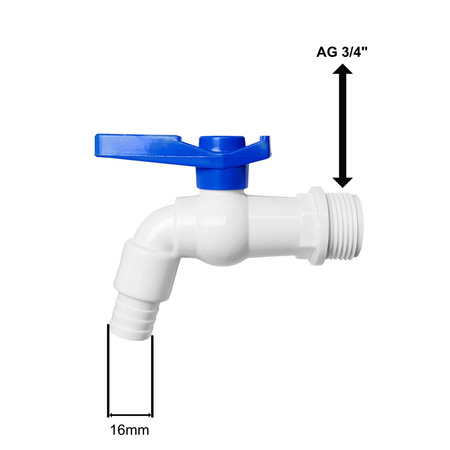 Kunststoff Kugelhahn AG 3/4" für Tanks Bradas GTM3412PVC