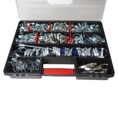 Schlauchschellen Set mit flexiblem Steckschlüssel 417 Teile verzinkt Schlauchklemmen in 11 Größen DV-0195