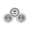 Zweifach Steckdosenadapter 2x Schuko 230V 2x USB Grau-Weiß W-72010