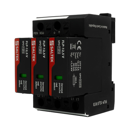 Überspannungsableiter Typ 1 12,5kA FLP-12,5 V/3 bis 350V DC für Hutschiene Überspannungsschutz Blitzschutz für Niederspannung A03425