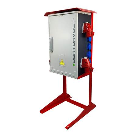 Baustromverteiler auf Ständer OS-S/FI SET tragbar mit Steckdosen 2x32A 1x16A CEE MENNEKES 8x230V Schuko Stromverteiler für Baustellen Stromkasten mit Schutz Doktorvolt DV-8379-D