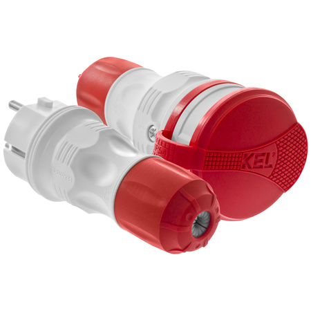 Anschlussset mit Stecker WT-54 und Kupplung GN-44 250V Schuko grau-rot W-98863