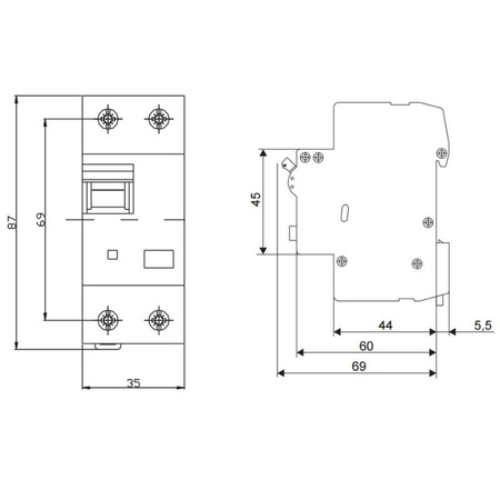 SEZ FI/LS C16 30mA 2p 10kA RCBO FI/LS-Schalter Kombi Schalter 0090712