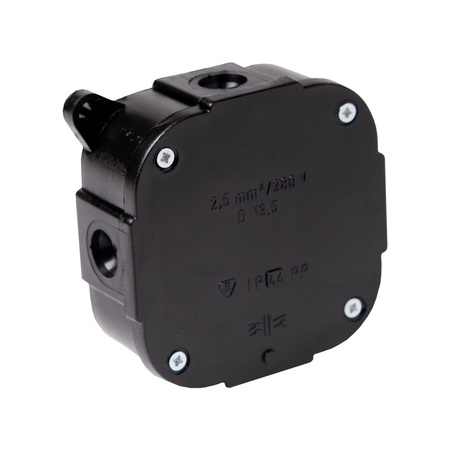 Abzweigkasten Aufputz-Feuchtraum Verbindungsdose ohne Klemmen Abzweigdose schwarz 88x88x40 mm Viplast 074-05