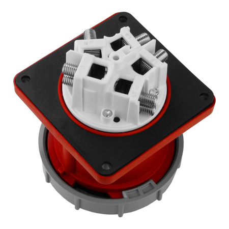 Anbausteckdose 125A 5P Einbausteckdose gerade 6h 400V IP67 Anbaudose rot grau Twist Typ 345 PCE 345-6