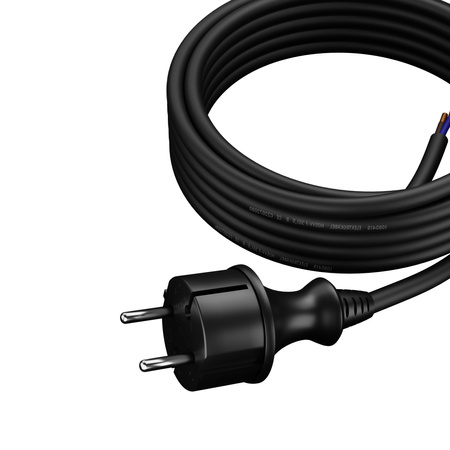 Anschlusskabel 4,5m IP44 mit geradem Stecker 250V 16A 2x1,5 mm² H07RN-F PP-40H Schwarz W-97200