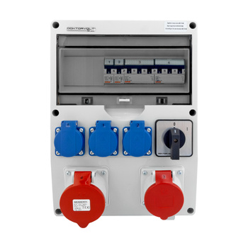 Baustromverteiler Komplett TD-S 32A Stromverteiler 16A 3x230V mit Nockenschalter 0-1 Doktorvolt DV-0281-D