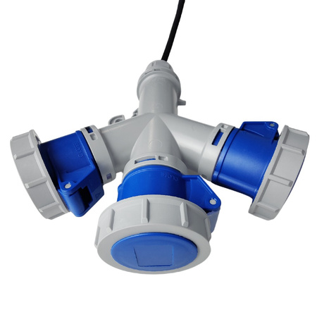 Marlanvil CEE Camping Adapterleitung Mehrfachsteckdose 3x 16A 3P 230V mit 1,5m Kabel IP67 6.80132.1