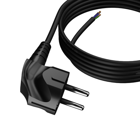 Anschlusskabel 3m mit Winkelstecker Uni-Schuko 250V 16A 3x1 mm² OMY PP-50 Schwarz W-97170