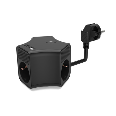 Steckdosenleiste 3x Schuko-Steckdosen 230V 2m USB-A & USB-C mit Schalter Plastrol W-30018