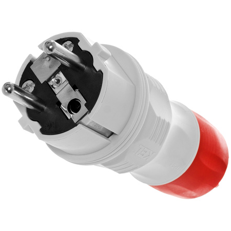 Zerlegbarer gerader Stecker WT-54 IP54 2P+E 16A 250V Uni-Schuko grau-rot W-98000