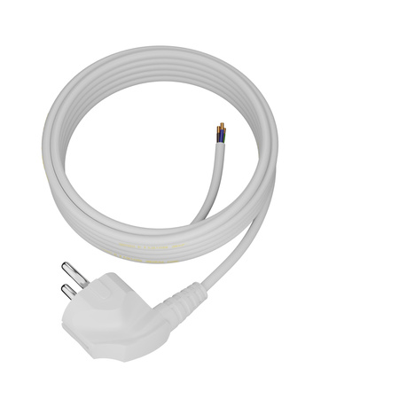 Anschlusskabel 5m mit Winkelstecker Uni-Schuko 250V 16A 3x0,75 mm² OMY PP-50 Weiß W-97161