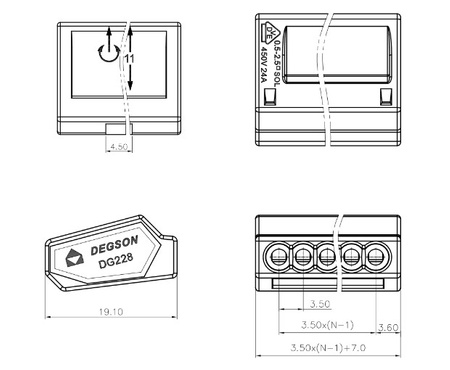 Dosenklemme 3x0.5-2.5 mm² Verbindungsklemme VDE DGN 1 Stück 100 Stück DG228-3.5-03P-1Y-00A