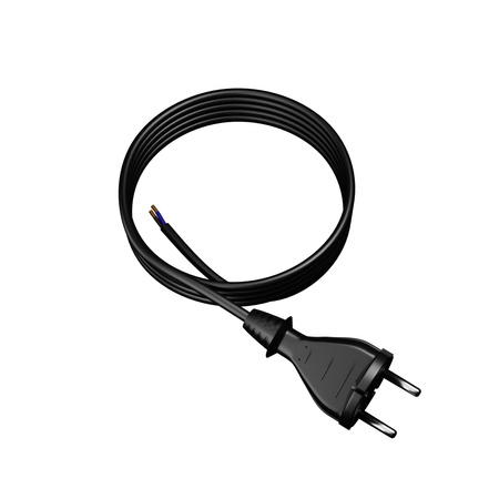 Anschlusskabel 4m mit geradem Stecker TYP E 230V 16A 2×1,5 mm² H05RR-F PP-21 Schwarz W-97194