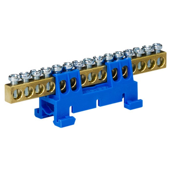 Verteilerklemme 15-polig auf TH Schiene blau 15/N