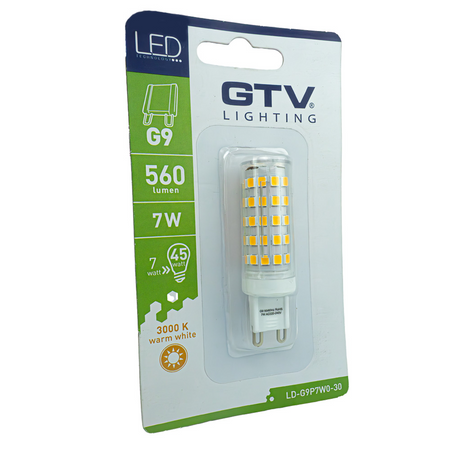 LED Leuchtmittel G9 7W 3000K warmweiß 560lm Birne Lampe Glühbirne Stiftsockel GTV LD-G9P7W0-30