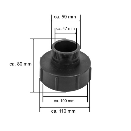 IBC Grobgewinde Adapter S100x8 IG auf 2" AG Bradas 6119