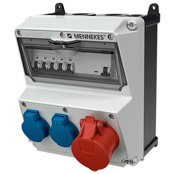 Wandverteiler AMAXX Stromverteiler 16A 2x230V IP44 CEE Schuko EAC Mennekes Steckdosen-Kombination 920009