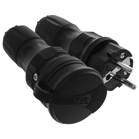 Anschlussset mit Stecker WT-54 und Kupplung GN-44 250V Schuko schwarz W-98861