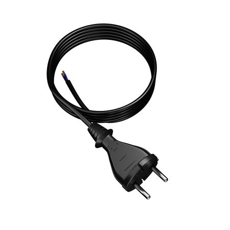 Anschlusskabel 3m mit geradem Stecker TYP E 230V 16A 2×1 mm² H05RR-F PP-21 Schwarz W-97188