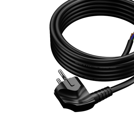Anschlusskabel 5m mit Winkelstecker Uni-Schuko 250V 16A 3x1,5 mm² OMY PP-50 Schwarz W-97186