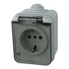 Steckdose Schuko m. Klappdeckel Aufputz IP44 grau M-L 1592