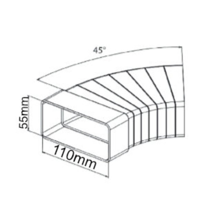 Flachkanalbogen 15-45° kürzbar Bogen 110x55mm horizontal airRoxy 02-404