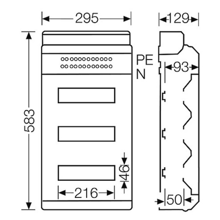 Hensel Automatengehäuse KV3536 Aufputzverteiler Sicherungskasten 36Module KV 3536