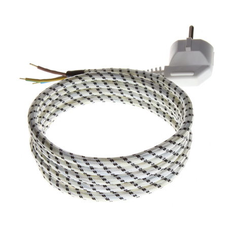 Anschlusskabel 2m mit Winkelstecker Uni-Schuko 250V 16A PPJ Weiß-Schwarz T-10873