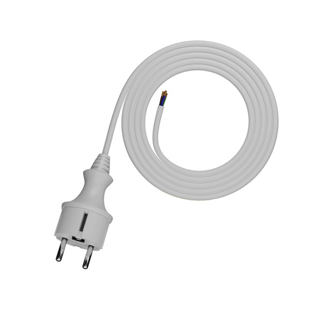 Anschlusskabel 2m IP44 mit geradem Stecker 250V 16A 3x1 mm² H05VV-F PP-40H Weiß W-98371