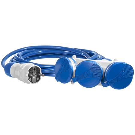 Dreifach-Verlängerungskabel 10m 250V 16A Schuko 3×2P+Z H07BQ-F 3×1,5 mm² IP44 W-01199